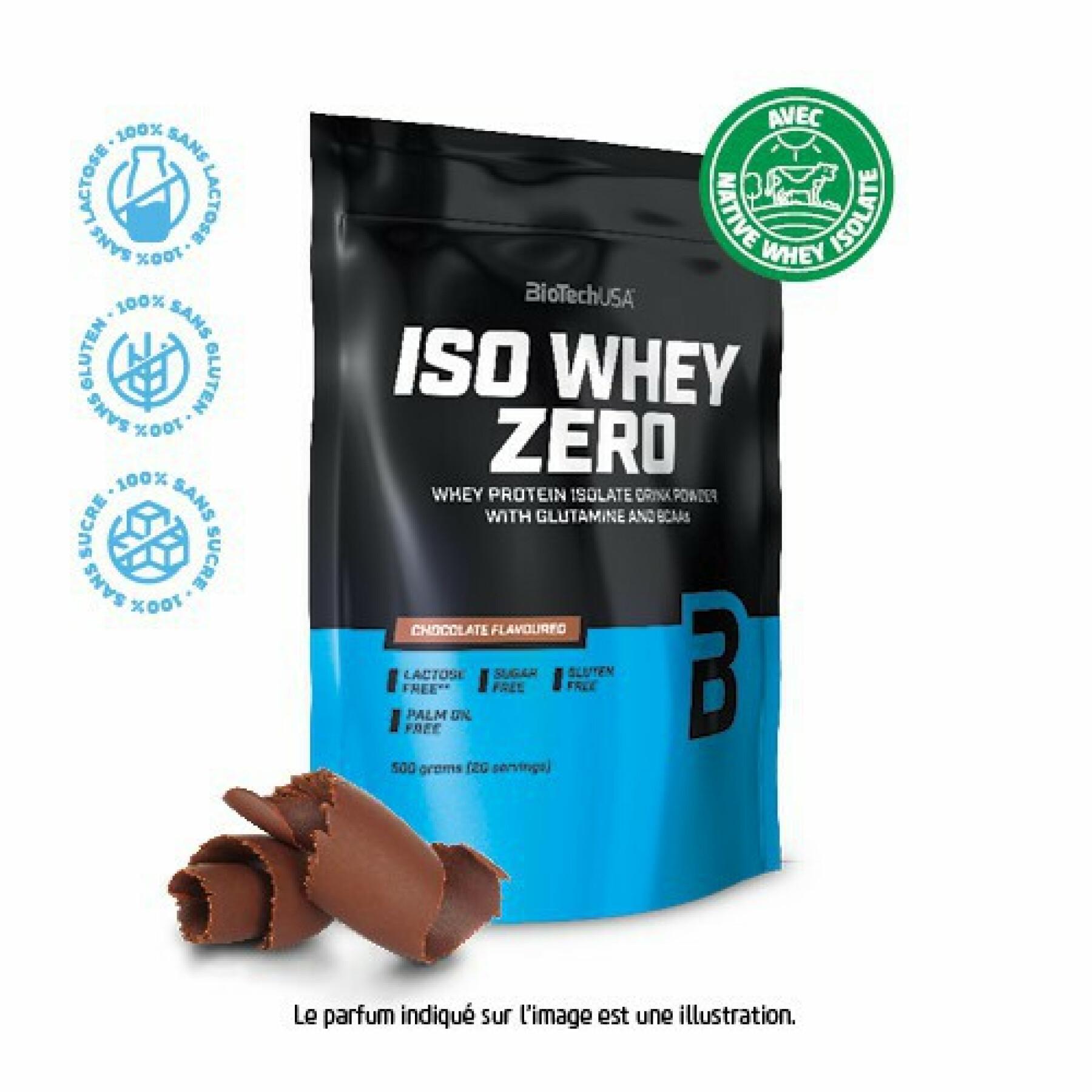 Paquete de 10 bolsas de proteínas Biotech USA iso whey zero lactose free - Chocolate - 500g