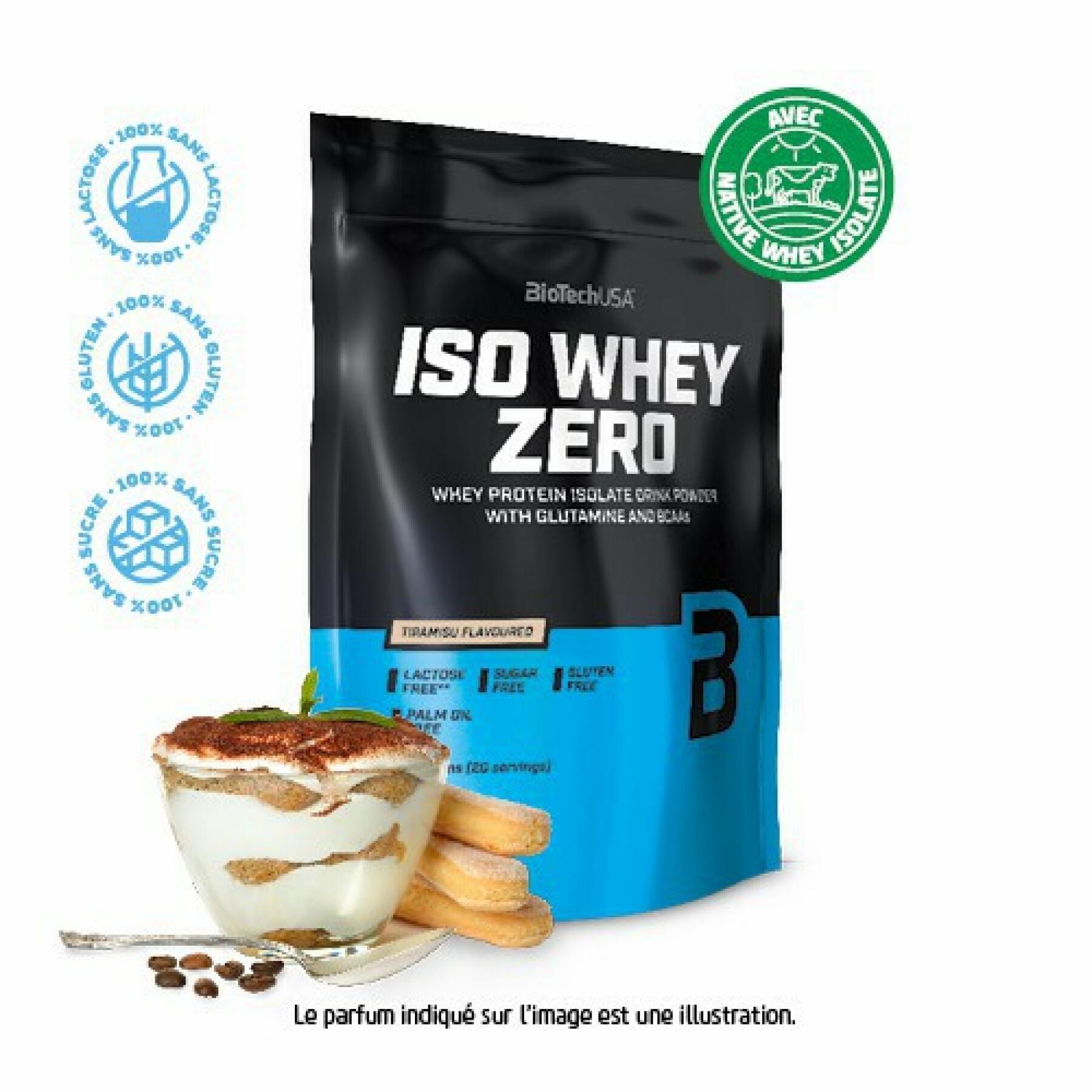 Paquete de 10 bolsas de proteínas Biotech USA iso whey zero lactose free - Tiramisu - 500g