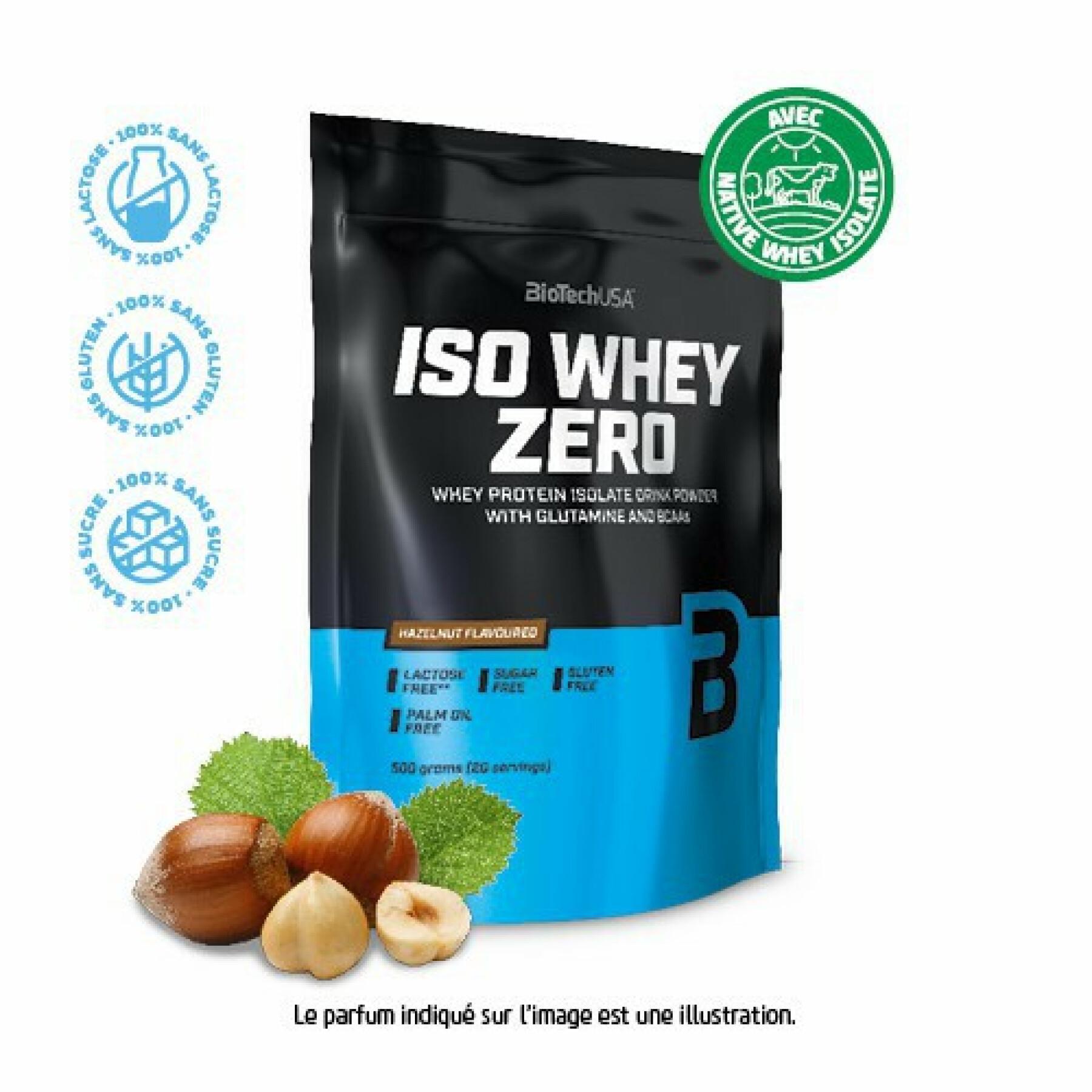 Paquete de 10 bolsas de proteínas Biotech USA iso whey zero lactose free - Noisette - 500g