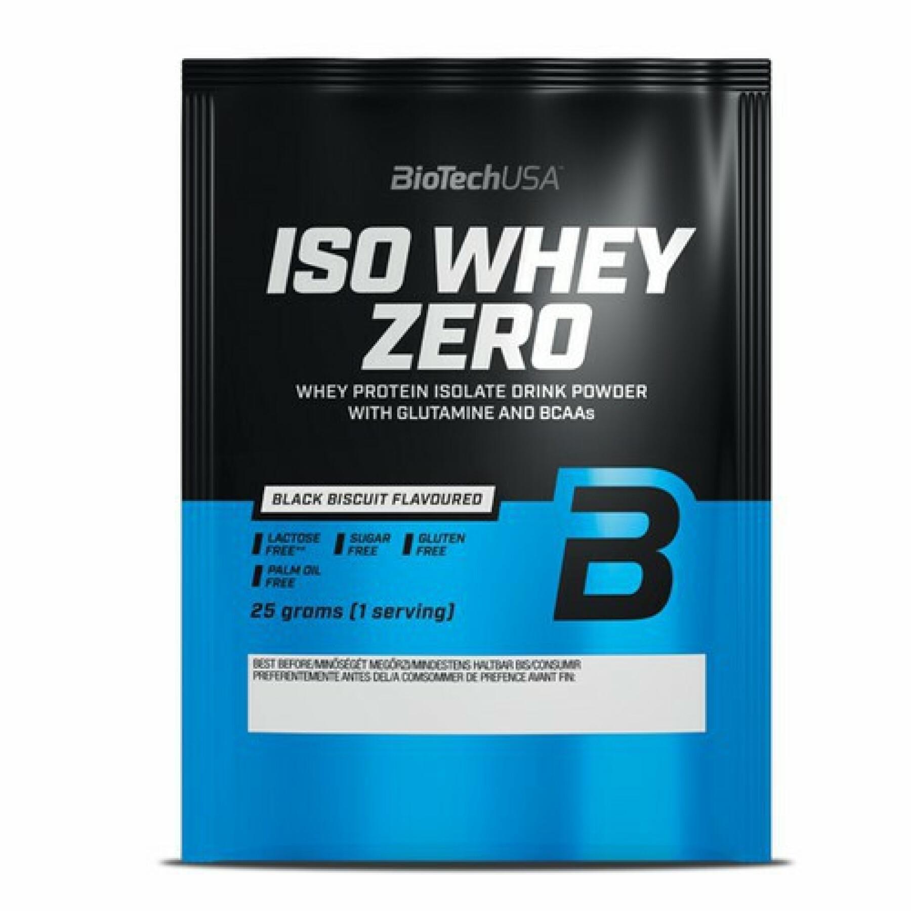 50 paquetes de proteínas sin lactosa Biotech USA iso whey zero - Black Biscuit - 25g