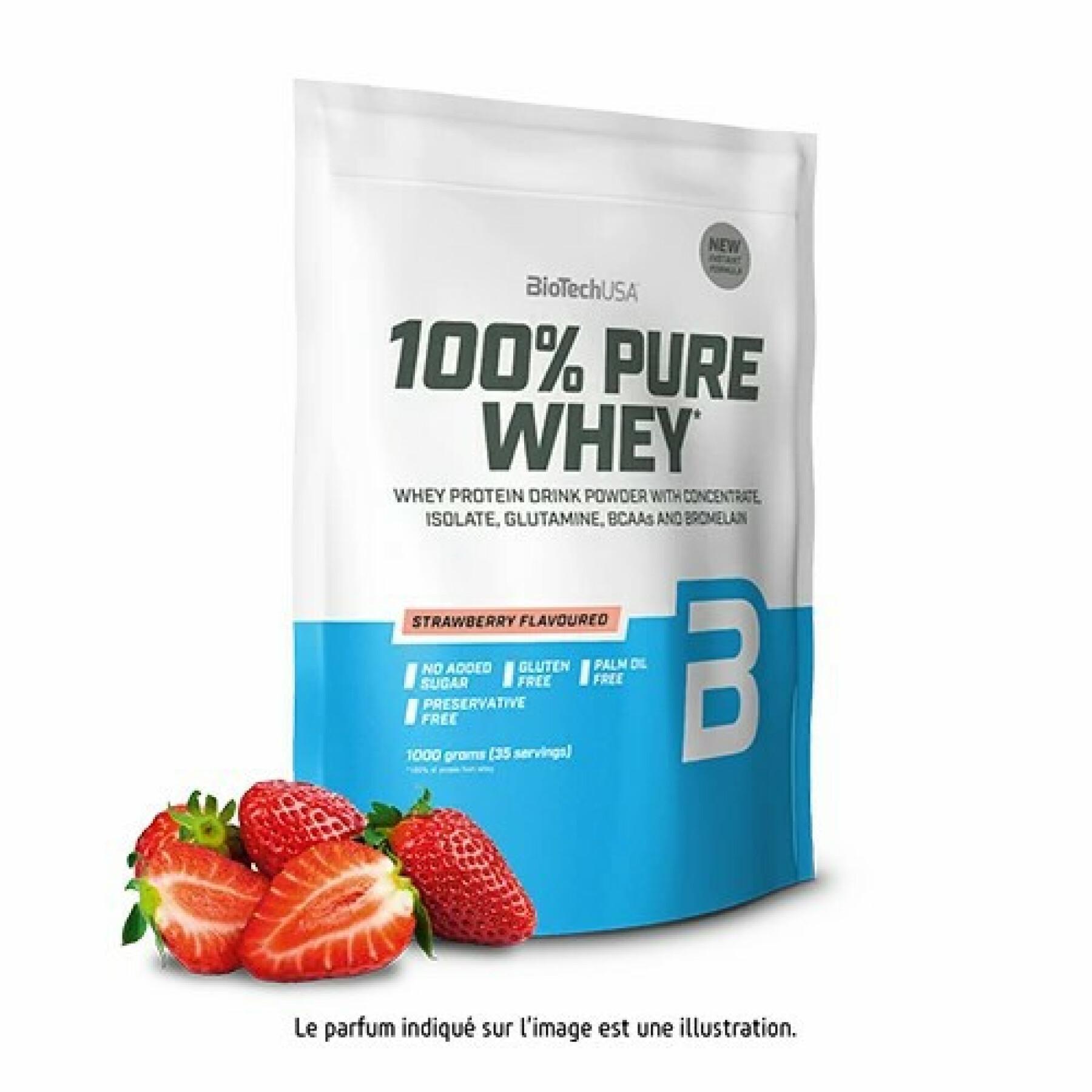 Paquete de 10 bolsas de proteína de suero 100% pura Biotech USA - Fraise - 1kg
