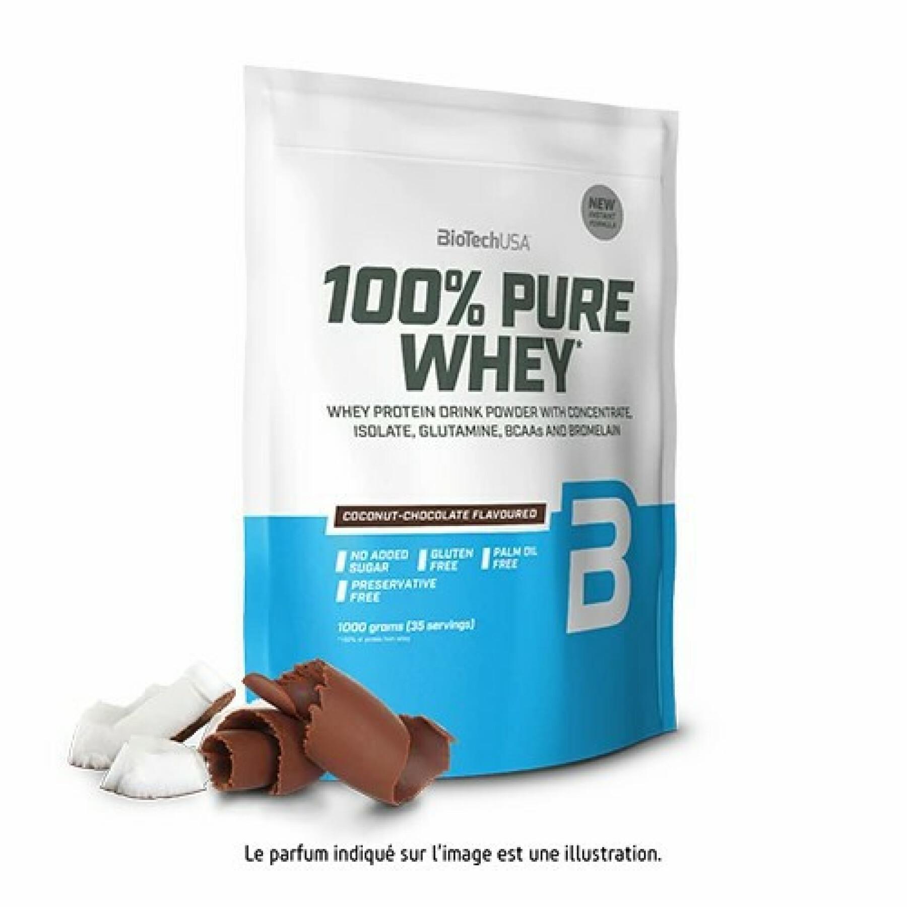 Paquete de 10 bolsas de proteína de suero 100% pura Biotech USA - Noix de coco-chocolat - 1kg