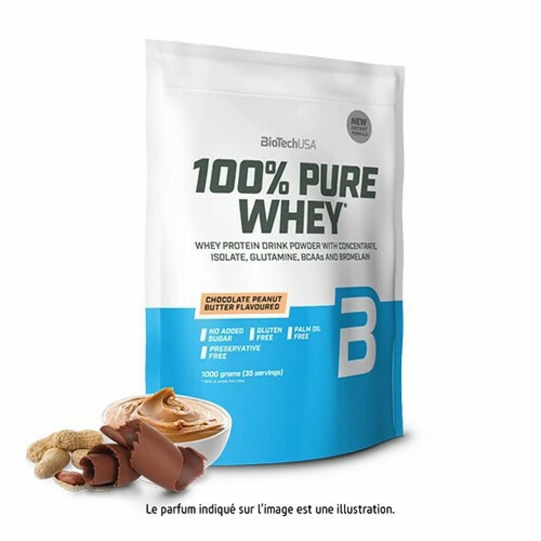 Paquete de 10 bolsas de proteína de suero 100% pura Biotech USA - Chocolat-beurre de noise - 1kg