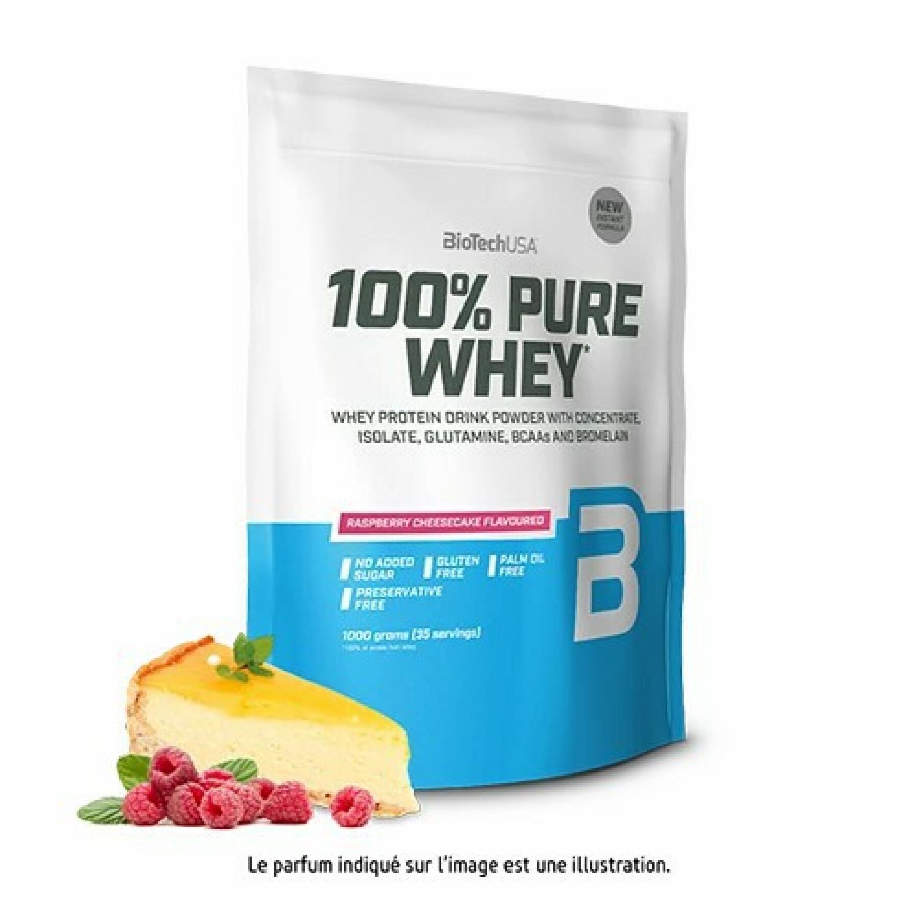 Paquete de 10 bolsas de proteína de suero 100% pura Biotech USA - Cheesecake aux frambois - 1kg