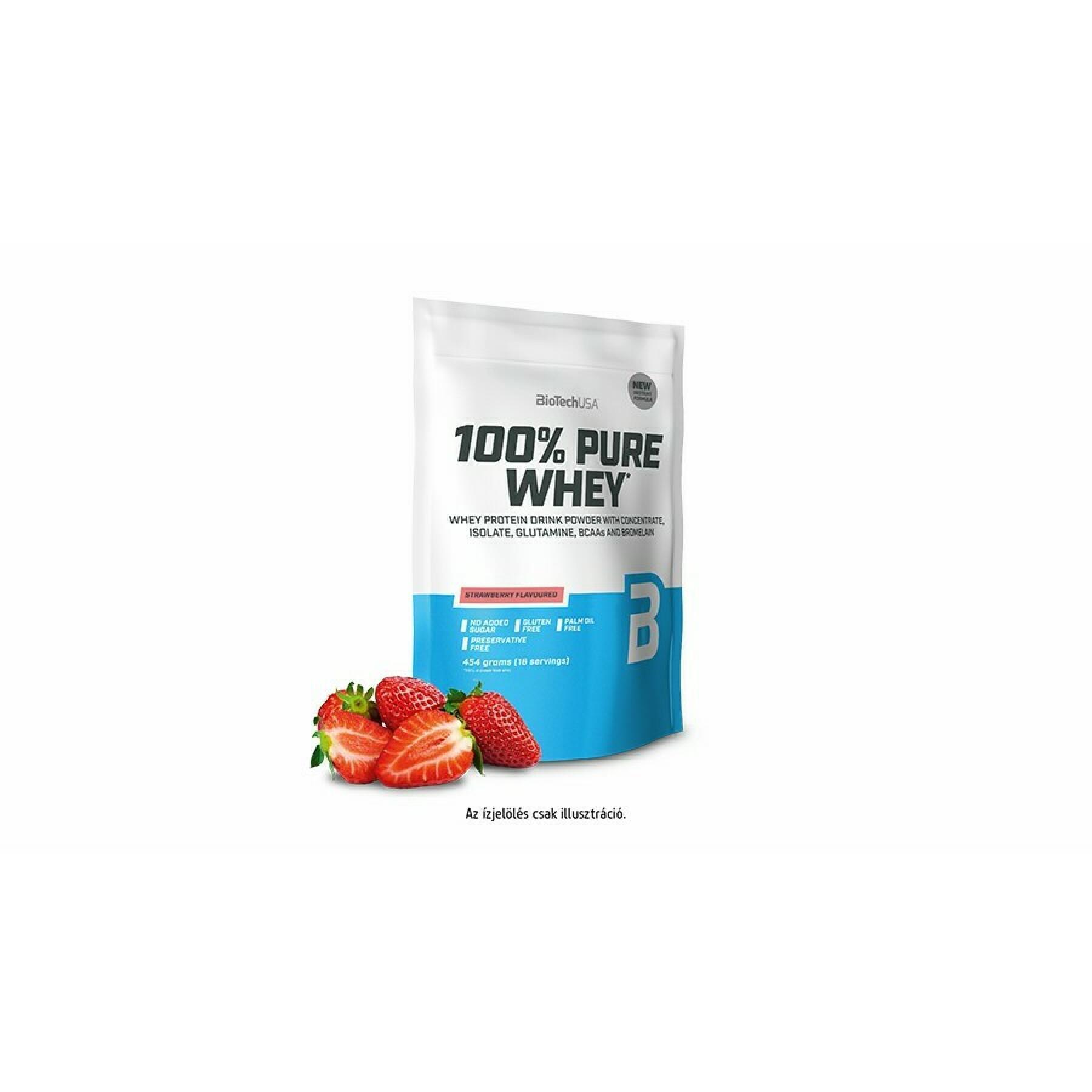 Paquete de 10 bolsas de proteína de suero 100% pura Biotech USA - Fraise - 454g