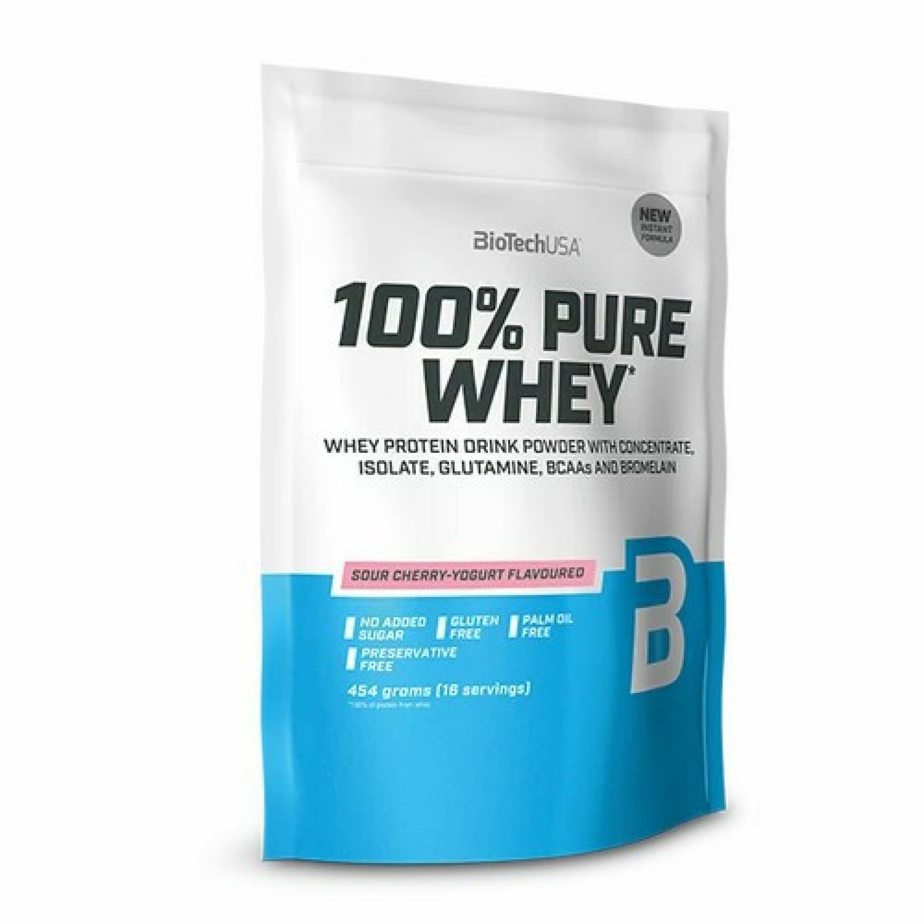 Paquete de 10 bolsas de proteína de suero 100% pura Biotech USA - Cerise yaourt - 454g