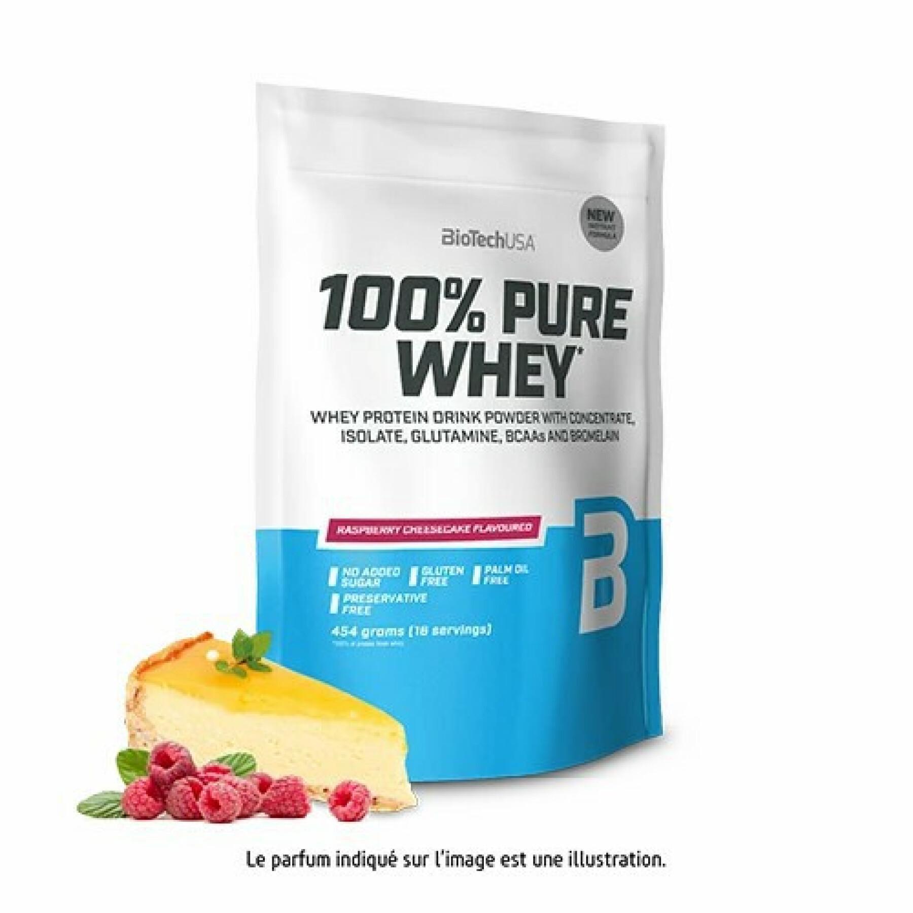 Paquete de 10 bolsas de proteína de suero 100% pura Biotech USA - Cheesecake aux frambois - 454g