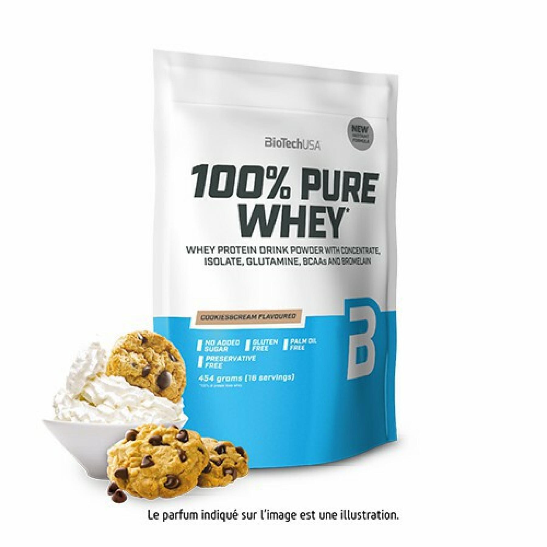 Paquete de 10 bolsas de proteína de suero 100% pura Biotech USA - Black Biscuit - 454g