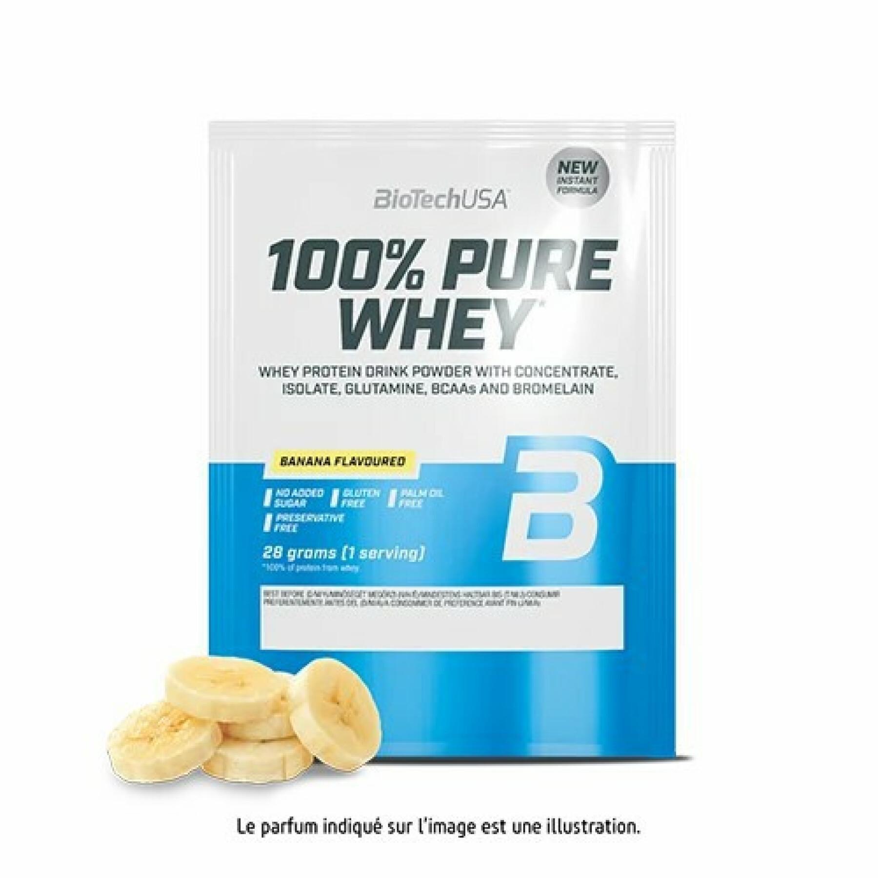 50 paquetes de proteína de suero 100% pura Biotech USA - Banane - 28g