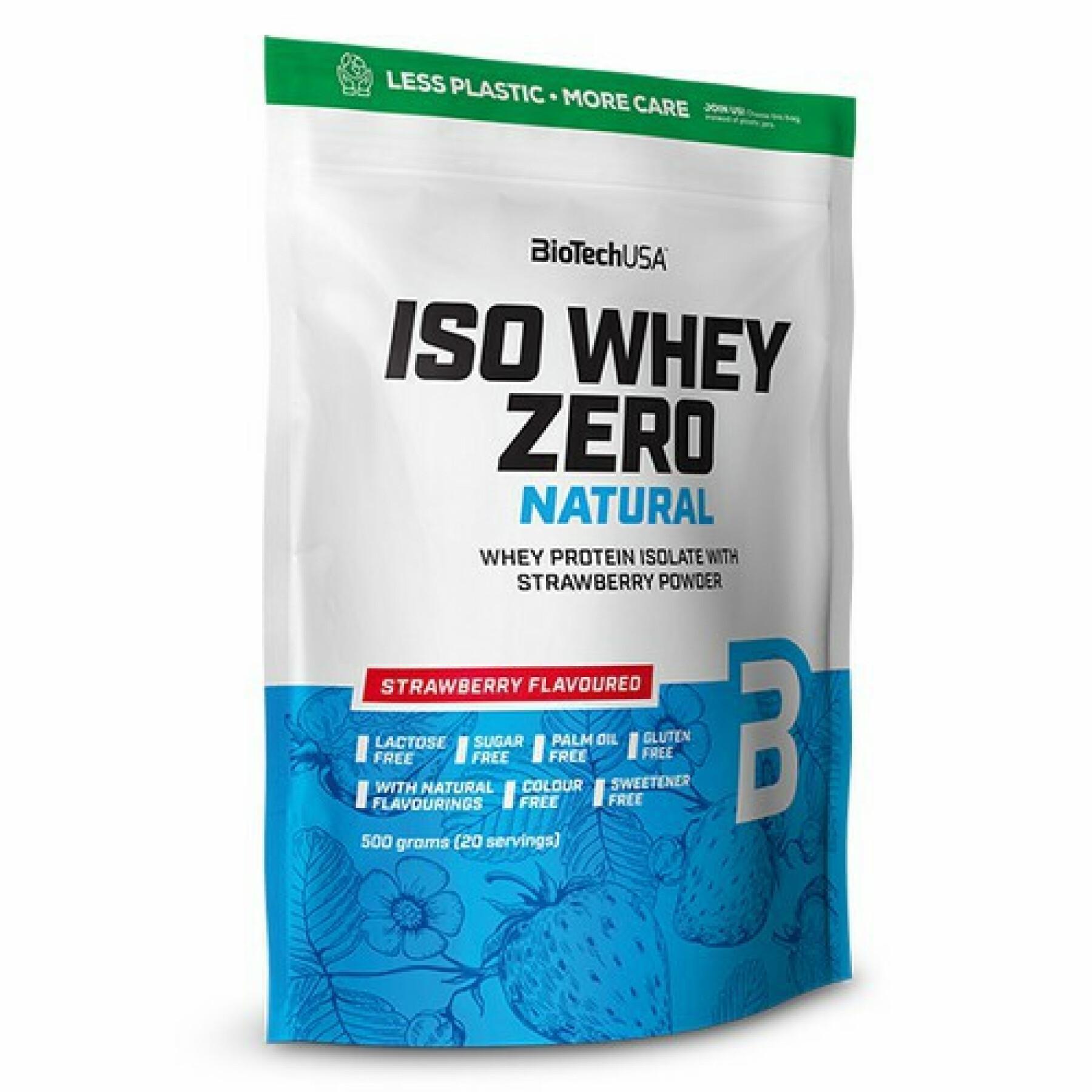 Paquete de 10 bolsas de proteínas Biotech USA iso whey zero lactose free - Fraise - 500g