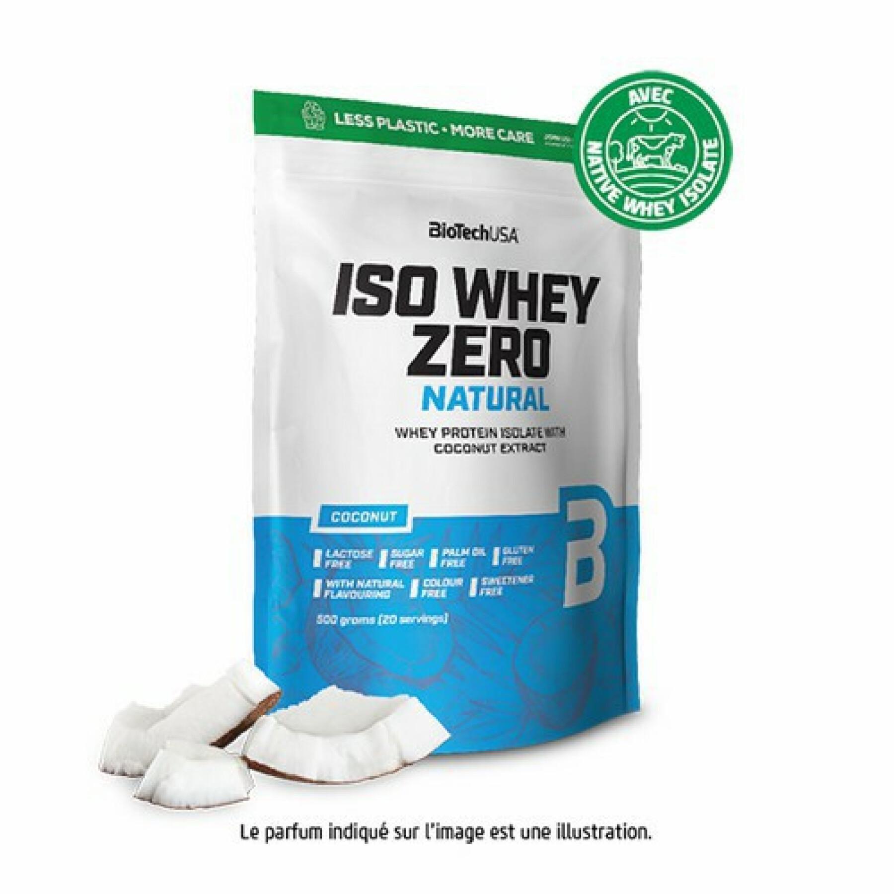 Paquete de 10 bolsas de proteínas Biotech USA iso whey zero lactose free - Coco - 500g