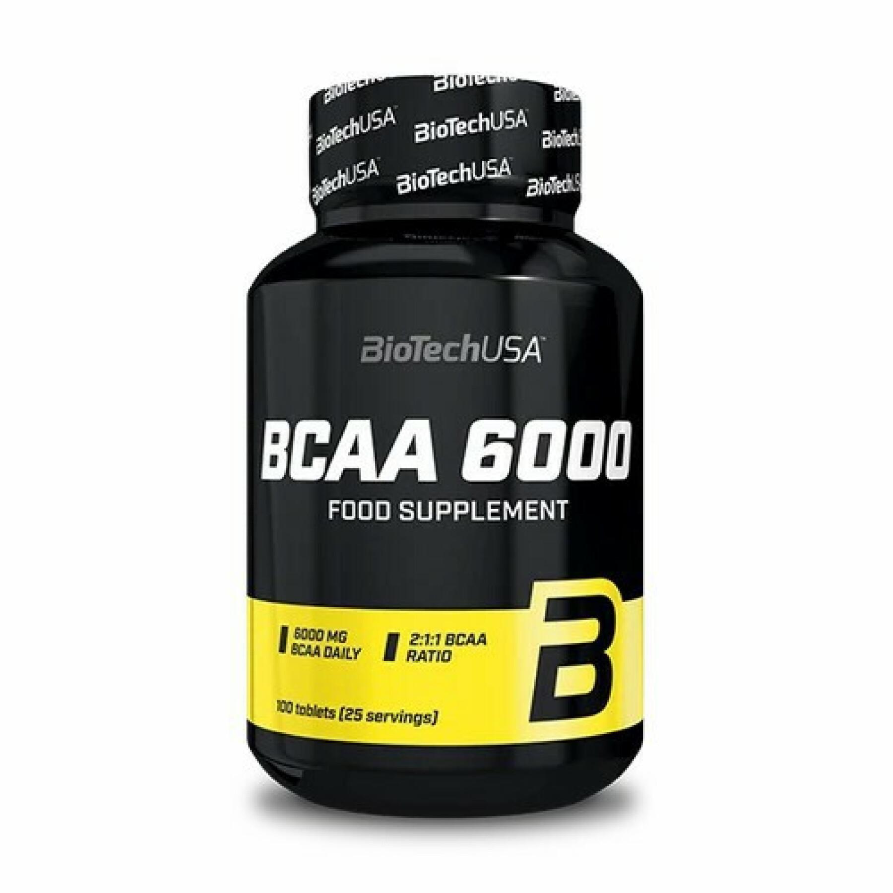 Pack de 20 botes de aminoácidos Biotech USA bcaa 6000 - 100 comp