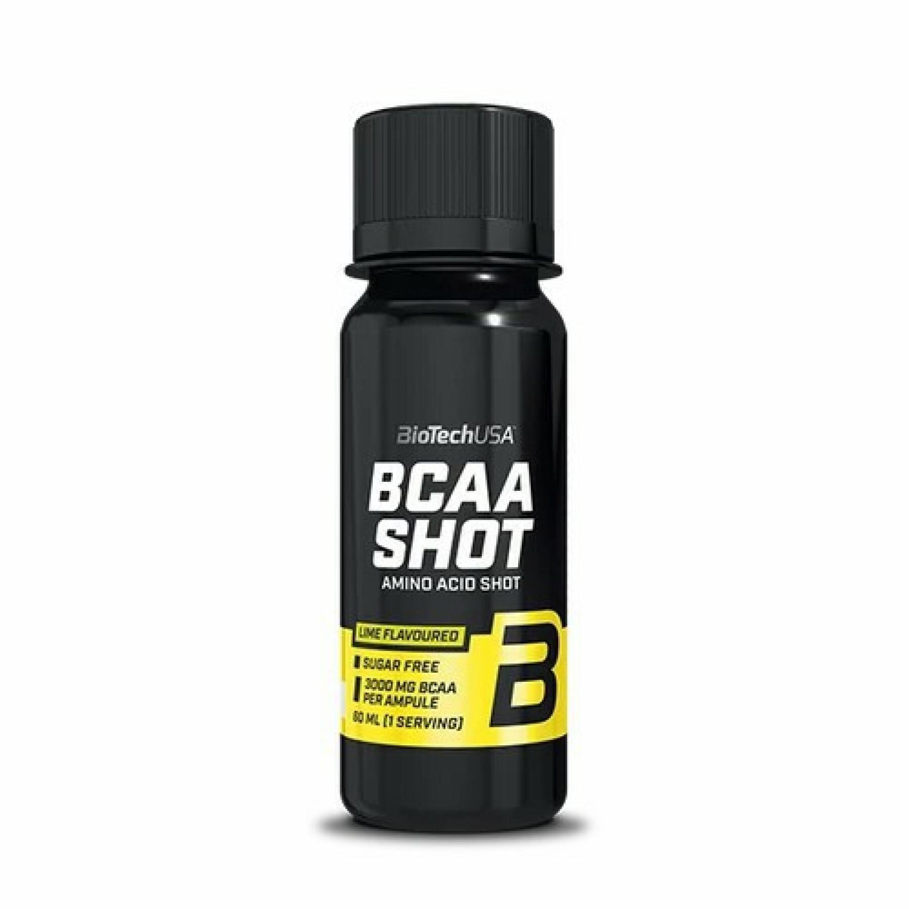 20 ampollas de aminoácidos Biotech USA bcaa shot - Lime