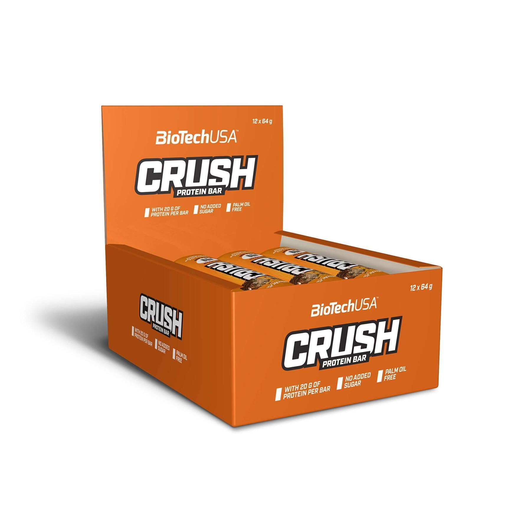 Paquete de 12 cajas de aperitivos Biotech USA crush bar - Chocolat-beurre de noise