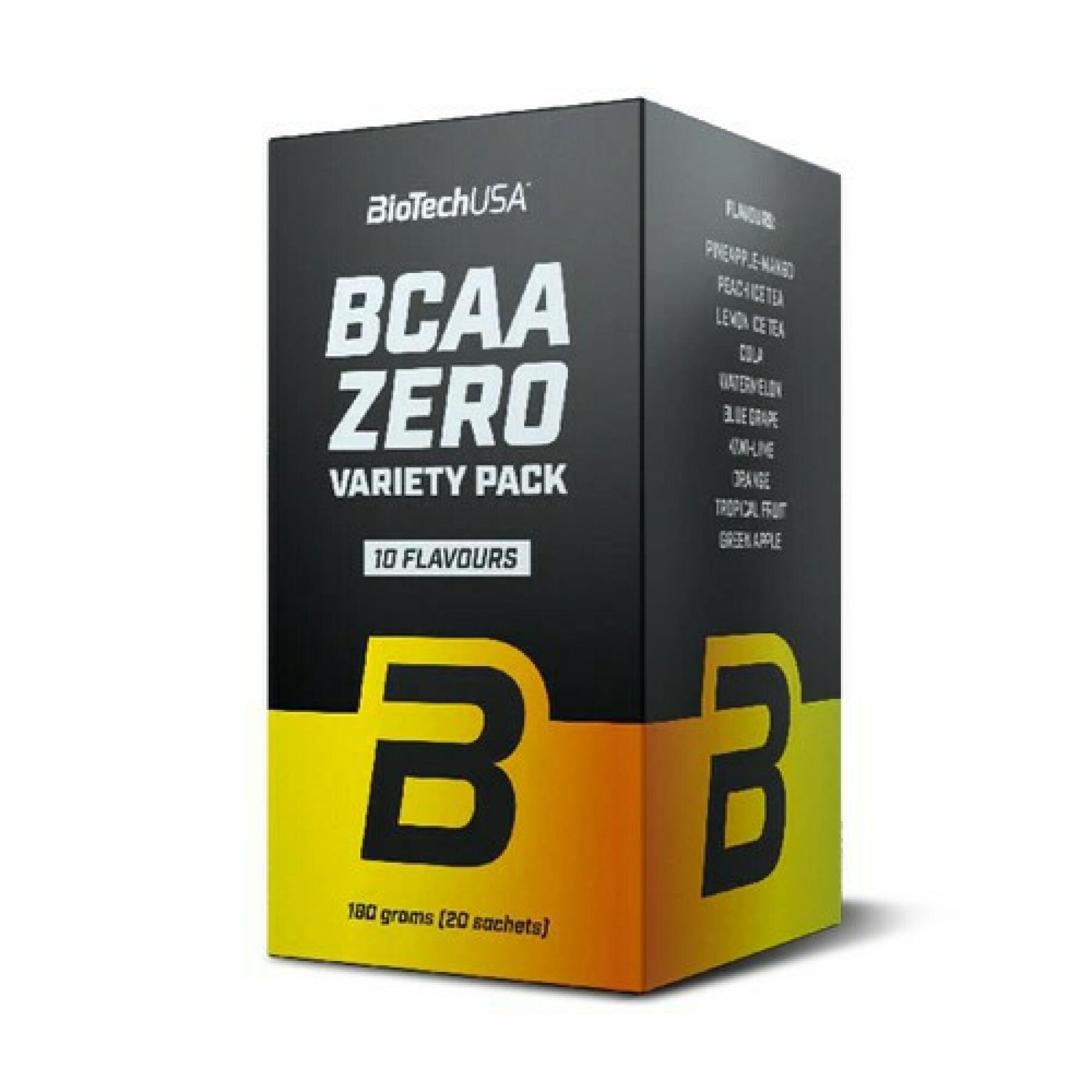 Paquete de 15 cajas de aminoácidos Biotech USA bcaa zero variety pack - Mix de saveurs - 9g