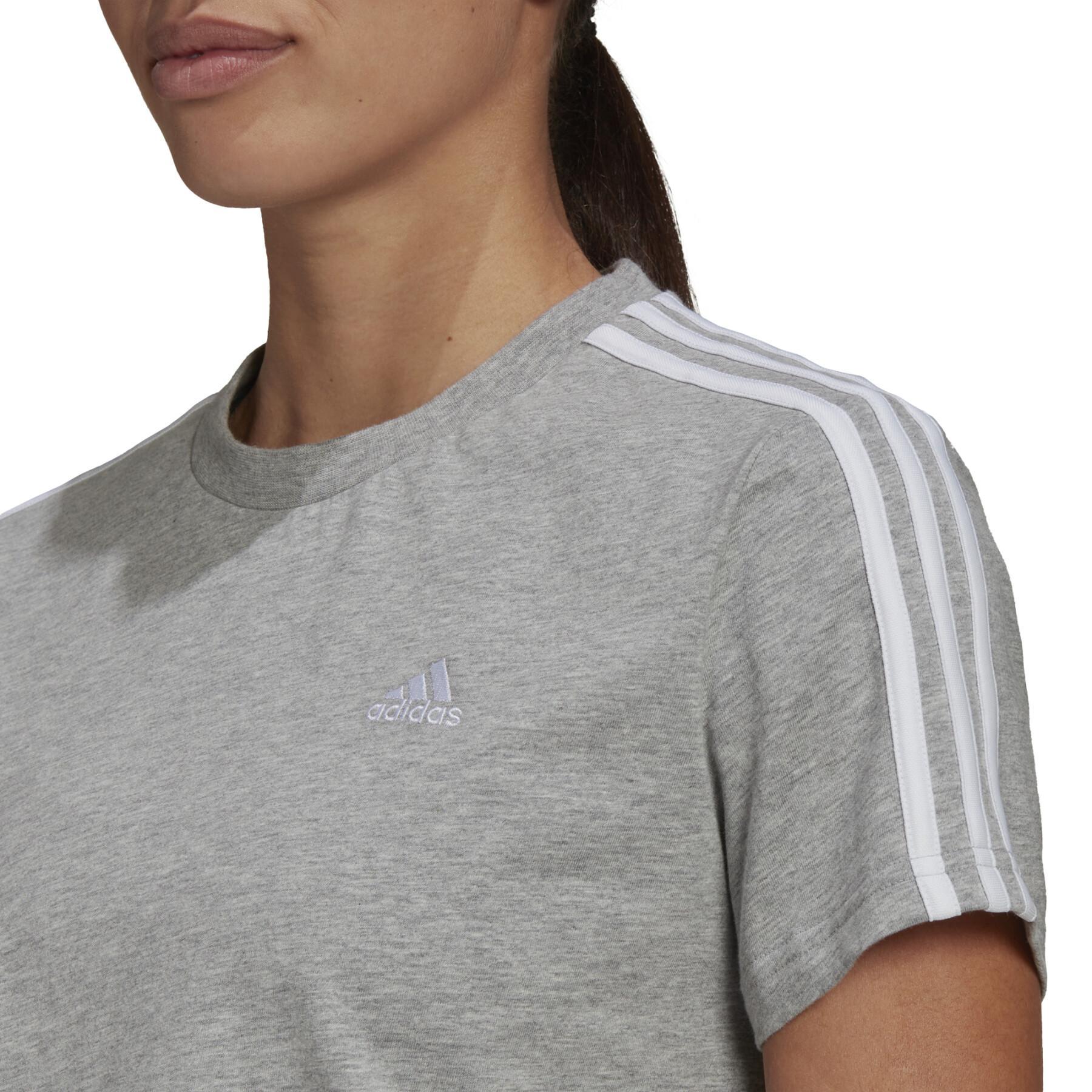 Camiseta de mujer adidas Essentials Loose 3-Stripes Cropped