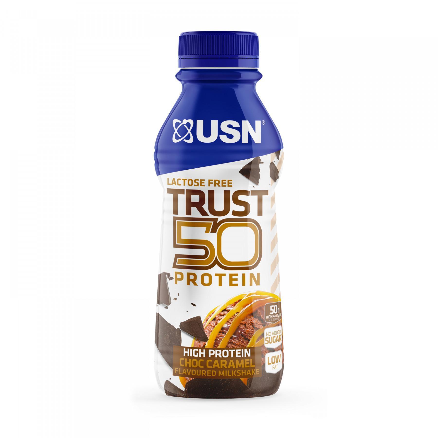 Paquete de 6 bebidas de chocolate y caramelo de 500ml USN Trust Protein Fuel 50