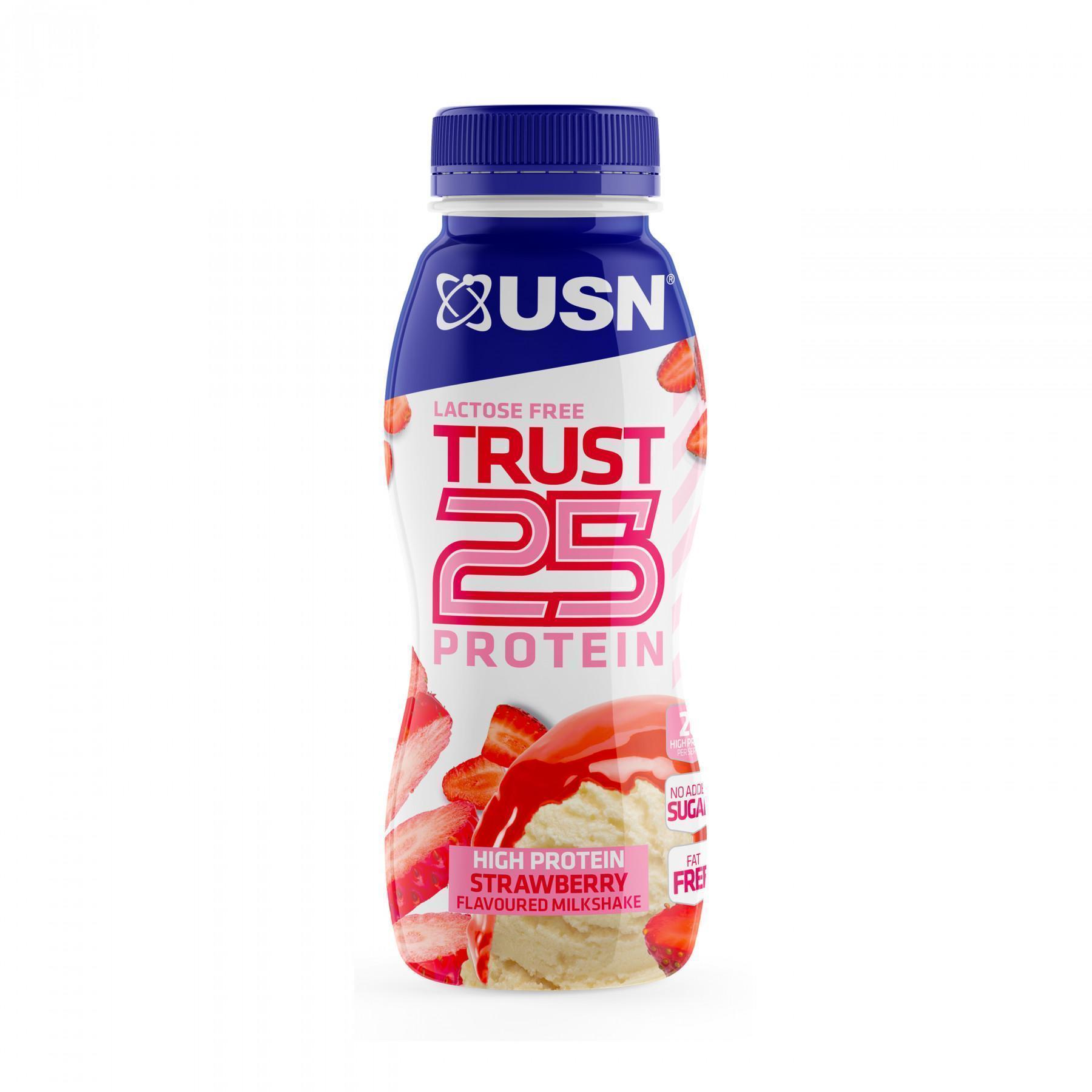 Pack de 8 batidos de proteínas 330 ml USN Trust RTD 25 Fraise 
