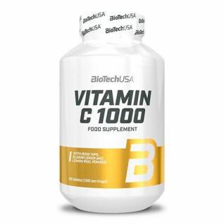 Paquete de 12 tarros de vitamina c Biotech USA 1000 bioflavonoïdes - 120 Comp