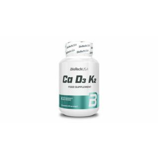 Paquete de 12 botes de vitamina Biotech USA Ca-D3-K2 - 60 Gélul